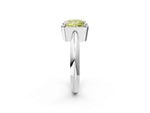 Fancy Yellow Princess Cut Diamond Halo Engagement Ring in White gold with Plain Split Shank and Prong Setting_2