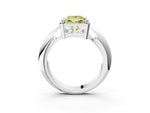 Fancy Yellow Princess Cut Diamond Halo Engagement Ring in White gold with Plain Split Shank and Prong Setting_3