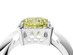 Fancy Yellow Princess Cut Diamond Halo Engagement Ring in White gold with Plain Split Shank and Prong Setting_4