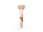 Fancy Yellow Princess Cut Diamond Halo Ring in Rose gold with Cathedral Band and Prong Setting_2