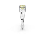 Fancy Yellow Princess Cut Diamond Solitaire Ring in Platinum with Smooth Wide Band and Prong Setting_14