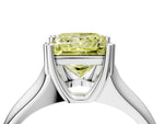 Fancy Yellow Princess Cut Diamond Solitaire Ring in Platinum with Smooth Wide Band and Prong Setting_16