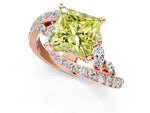 Fancy Yellow Princess Cut Diamond Solitaire Ring in Rose gold with Pavé Twist Band and Prong Setting_1