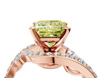Fancy Yellow Princess Cut Diamond Solitaire Ring in Rose gold with Pavé Twist Band and Prong Setting_4