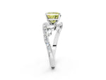 Fancy Yellow Princess Cut Diamond Solitaire Ring in Silver with Pavé Twist Band and Prong Setting_8