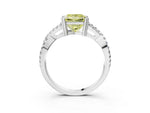 Fancy Yellow Princess Cut Diamond Solitaire Ring in White gold with Interwoven Pavé Band and Prong Setting_3