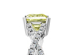 Fancy Yellow Princess Cut Diamond Solitaire Ring in White gold with Interwoven Pavé Band and Prong Setting_5