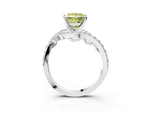 Fancy Yellow Princess Cut Diamond Solitaire Ring in White gold with Pavé Twist Band and Prong Setting_3