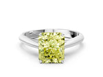 Fancy Yellow Radiant Cut Diamond Cathedral Solitaire Engagement Ring in Silver with Prong Setting