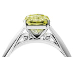 Fancy Yellow Radiant Cut Diamond Cathedral Solitaire Engagement Ring in Silver with Prong Setting_4