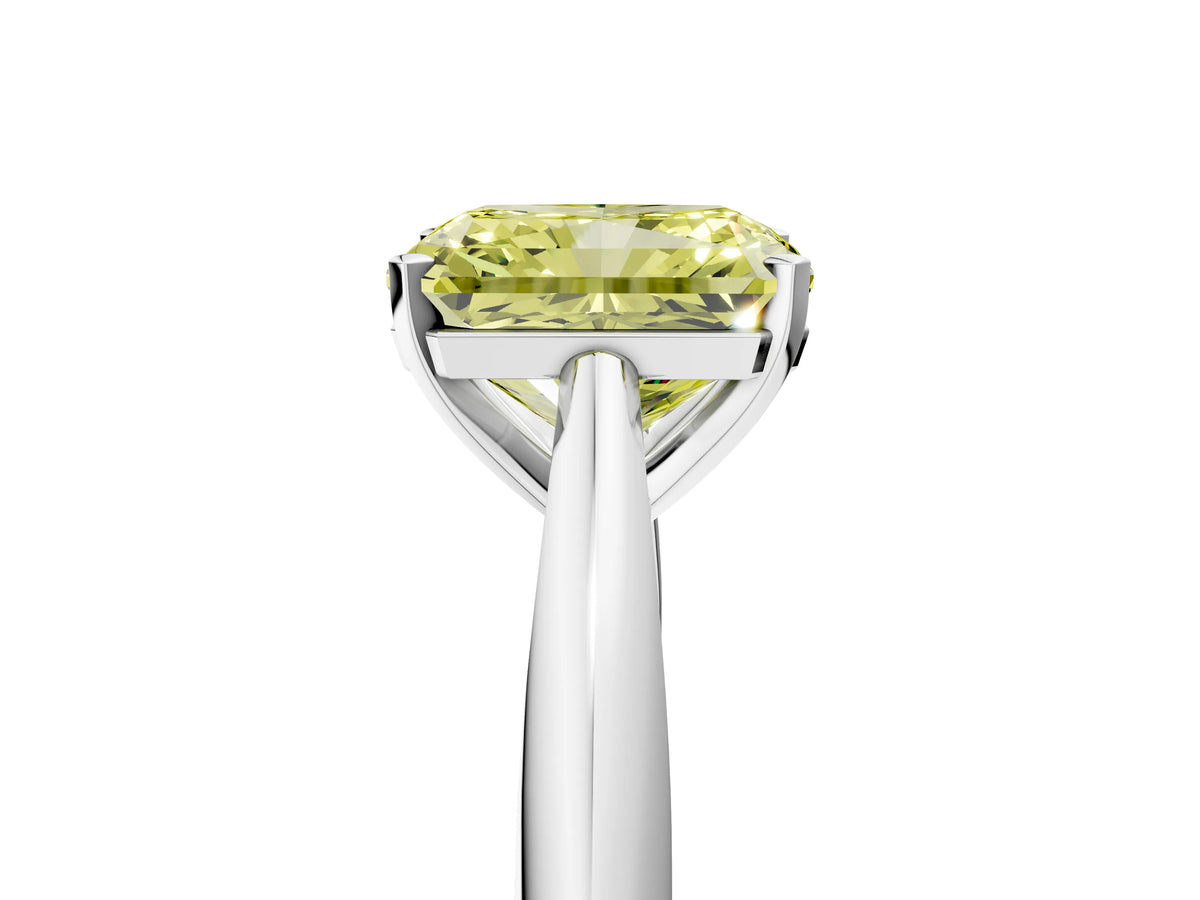 Fancy Yellow Radiant Cut Diamond Cathedral Solitaire Engagement Ring in Silver with Prong Setting_5
