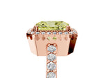 Fancy Yellow Radiant Cut Diamond Halo Engagement Ring in Rose gold with Milgrain Detail and Pavé Band_5