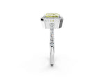 Fancy Yellow Radiant Cut Diamond Halo Engagement Ring in Silver with Milgrain Detail and Pavé Band_14