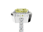 Fancy Yellow Radiant Cut Diamond Halo Engagement Ring in Silver with Milgrain Detail and Pavé Band_17