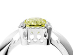 Fancy Yellow Radiant Cut Diamond Halo Engagement Ring in Silver with Plain Split Shank and Prong Setting_10