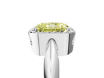 Fancy Yellow Radiant Cut Diamond Halo Engagement Ring in Silver with Plain Split Shank and Prong Setting_11