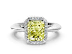 Fancy Yellow Radiant Cut Diamond Halo Engagement Ring in Silver with Plain Split Shank and Prong Setting_6