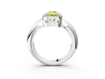 Fancy Yellow Radiant Cut Diamond Halo Engagement Ring in Silver with Plain Split Shank and Prong Setting_9