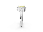 Fancy Yellow Radiant Cut Diamond Halo Engagement Ring in White gold with Plain Split Shank and Prong Setting_2