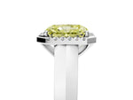 Fancy Yellow Radiant Cut Diamond Halo Ring in Platinum with Cathedral Band and Prong Setting_11