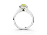 Fancy Yellow Radiant Cut Diamond Halo Ring in Silver with Cathedral Band and Prong Setting_9