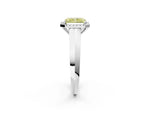 Fancy Yellow Radiant Cut Diamond Halo Ring in White gold with Cathedral Band and Prong Setting_2