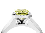 Fancy Yellow Radiant Cut Diamond Halo Ring in White gold with Cathedral Band and Prong Setting_4