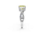 Fancy Yellow Radiant Cut Diamond Solitaire Ring in Silver with Interwoven Pavé Band and Prong Setting_8