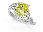Fancy Yellow Radiant Cut Diamond Solitaire Ring in Silver with Pavé Twist Band and Prong Setting_7