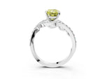 Fancy Yellow Radiant Cut Diamond Solitaire Ring in Silver with Pavé Twist Band and Prong Setting_9