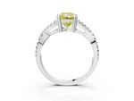 Fancy Yellow Radiant Cut Diamond Solitaire Ring in White gold with Interwoven Pavé Band and Prong Setting_3