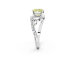 Fancy Yellow Radiant Cut Diamond Solitaire Ring in White gold with Pavé Twist Band and Prong Setting_2