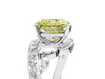 Fancy Yellow Radiant Cut Diamond Solitaire Ring in White gold with Pavé Twist Band and Prong Setting_5
