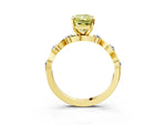 Fancy Yellow Radiant Cut Diamond Solitaire Ring in Yellow gold with Twisted Ribbon Band and Round Accents_3