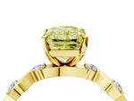 Fancy Yellow Radiant Cut Diamond Solitaire Ring in Yellow gold with Twisted Ribbon Band and Round Accents_4