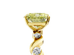 Fancy Yellow Radiant Cut Diamond Solitaire Ring in Yellow gold with Twisted Ribbon Band and Round Accents_5