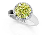 Fancy Yellow Round Cut Diamond Halo Ring in Platinum with Cathedral Band and Prong Setting_13