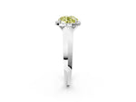 Fancy Yellow Round Cut Diamond Halo Ring in Platinum with Cathedral Band and Prong Setting_14