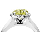 Fancy Yellow Round Cut Diamond Halo Ring in Platinum with Cathedral Band and Prong Setting_16