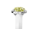 Fancy Yellow Round Cut Diamond Halo Ring in Platinum with Cathedral Band and Prong Setting_17
