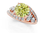 Fancy Yellow Round Cut Diamond Halo Ring in Rose gold with Marquise and Pavé Band in Prong Setting_1