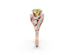 Fancy Yellow Round Cut Diamond Halo Ring in Rose gold with Marquise and Pavé Band in Prong Setting_2