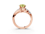 Fancy Yellow Round Cut Diamond Halo Ring in Rose gold with Marquise and Pavé Band in Prong Setting_3