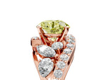 Fancy Yellow Round Cut Diamond Halo Ring in Rose gold with Marquise and Pavé Band in Prong Setting_5