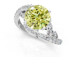 Fancy Yellow Round Cut Diamond Solitaire Ring in Platinum with Pavé Twist Band and Prong Setting_7