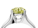 Fancy Yellow Round Cut Diamond Solitaire Ring in Platinum with Smooth Wide Band and Prong Setting_16