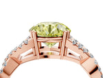 Fancy Yellow Round Cut Diamond Solitaire Ring in Rose gold with Interwoven Pavé Band and Prong Setting_4