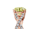 Fancy Yellow Round Cut Diamond Solitaire Ring in Rose gold with Interwoven Pavé Band and Prong Setting_5