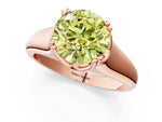 Fancy Yellow Round Cut Diamond Solitaire Ring in Rose gold with Smooth Wide Band and Prong Setting_1