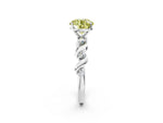 Fancy Yellow Round Cut Diamond Solitaire Ring in Silver with Twisted Ribbon Band and Round Accents_2